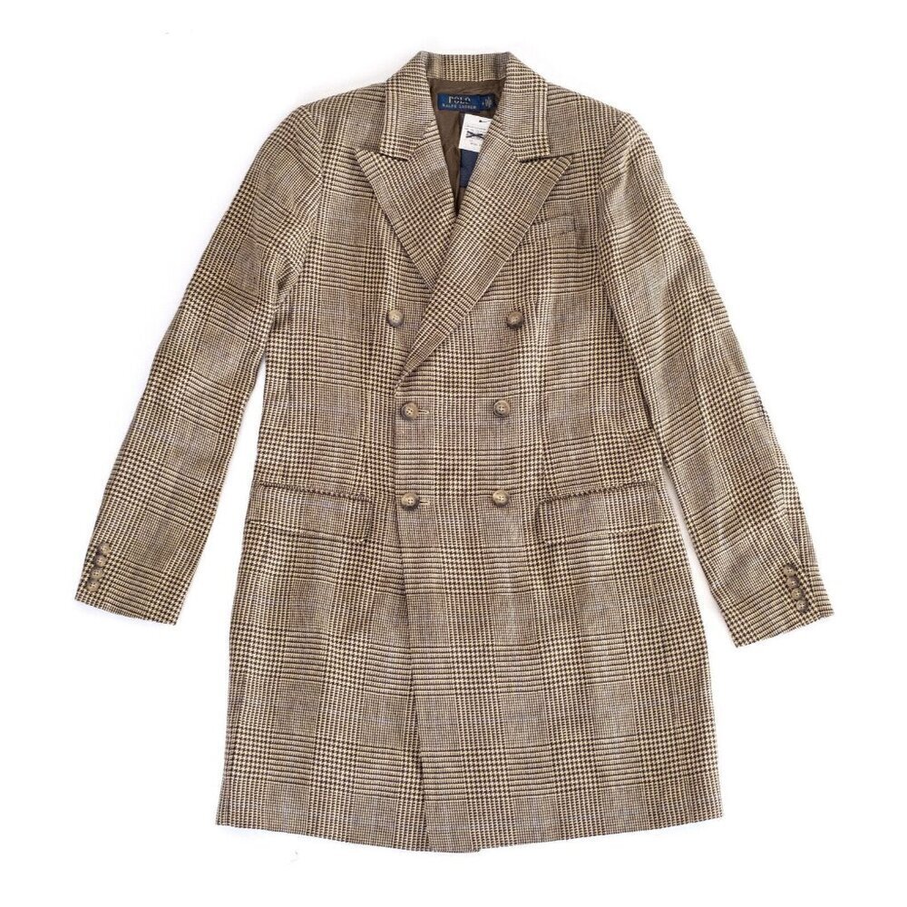 NWT Polo Ralph Lauren Womens Glen Plaid Linen Double-Breasted Blazer Coat Size 6 - Picture 3 of 8